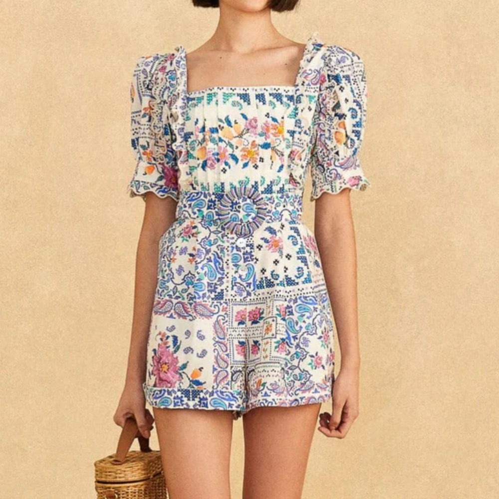 Farm Rio Romantic Bandana Romper